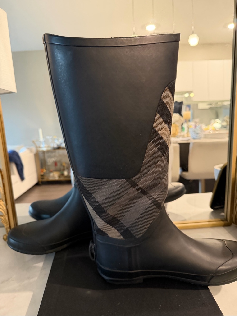 Authentic Burberry Tall Clemence Nova Check Rain boots size eu 41 us 10 - Picture 7 of 13